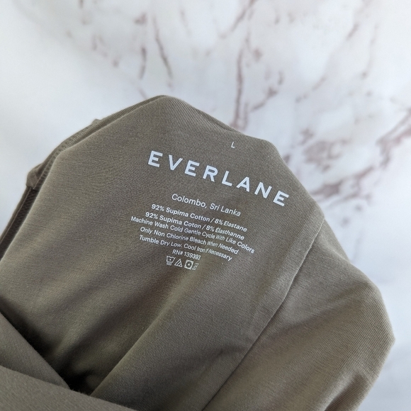 Everlane Bodysuit Women Large Brown Thong Off The Shoulder Supima Cotton Mocha - Picture 2 of 11